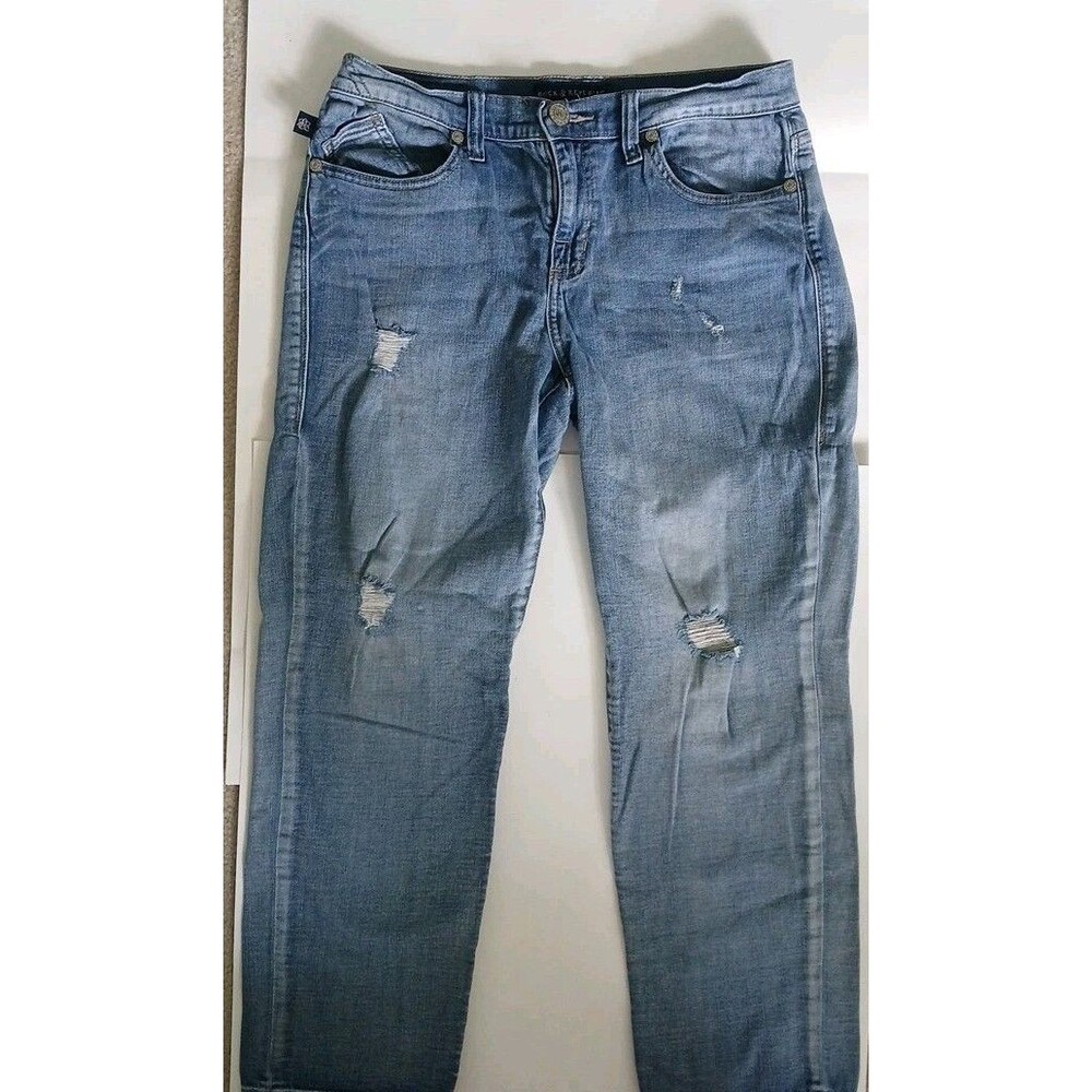 Rock & Republic Womens Indee Jeans Size 12M Blue Denim Straight Leg Distressed